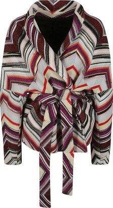 Zig-Zag Printed Belted Coat