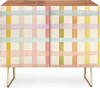 Gigi Rosado Pastel Plaid Walnut Credenza