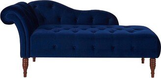 Samuel Tufted Roll Arm Chaise Lounge, Navy Blue Velvet