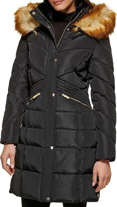 Faux Fur Trim Hood Puffer Jacket