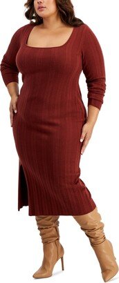 And Now This Trendy Plus Size Square-Neck Sweater Dress