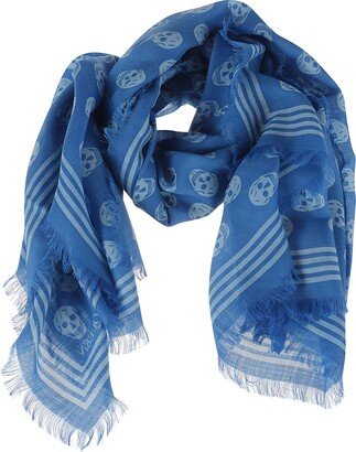 Skull Print Fringe Edges Scarf