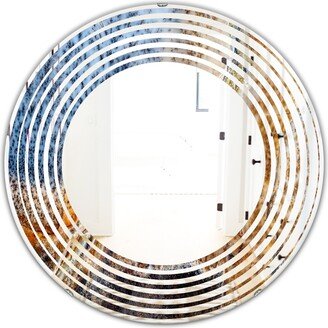 Designart 'China Moss Agate' Printed Modern Round or Oval Wall Mirror - Wave