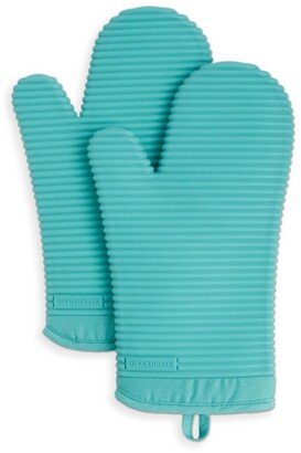 Ribbed Soft Silicone 2-Pc. Oven Mitt Set