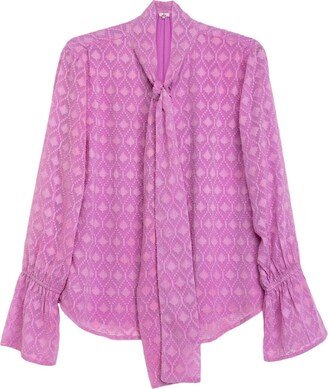 Niza Long-Sleeved Blouse With Lace Collar And Long Sleeves Lilac