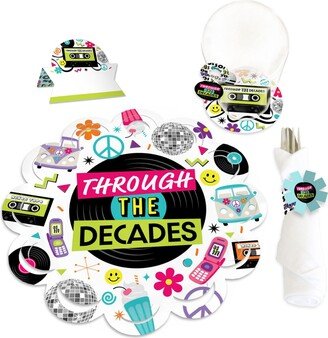 Big Dot Of Happiness Through the Decades Party Paper Charger Chargerific Kit Place Setting for 8