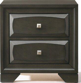 2 Drawers Wood Nightstand in Antique Gray Finish