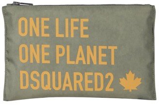 Slogan Print Zipped Clutch Bag