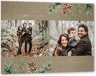 Holiday Cards: Speckled Pinecone Holiday Card, Gold Foil, Beige, 6X8, Holiday, Matte, Personalized Foil Cardstock, Square