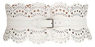 Perforated Corset Belt in White