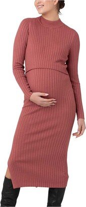 Nella Rib Nursing Knit Dress Rouge