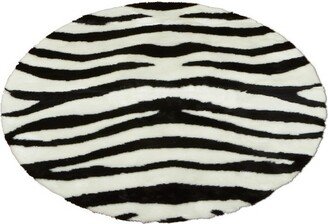 Faux Fur Super Soft Bold Zebra Rug With Non-slip Backing 5' Round