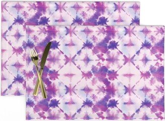 Lilac Shibori Placemats | Set Of 2 - & Pink Tie-Dye By Whimsical Brush Hippy Bohemian Tie Dye Boho Cloth Spoonflower