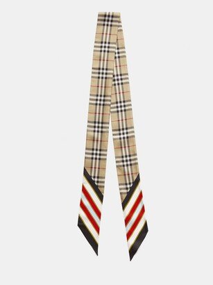 Check And Striped Silk Scarf