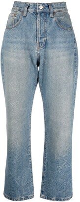 High-Rise Washed Cropped Jeans