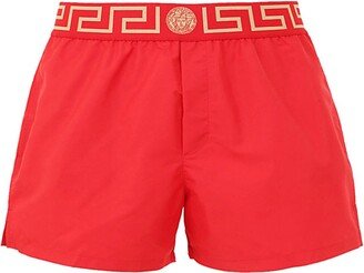 Greca-border Elasticated Waistband Swim Shorts