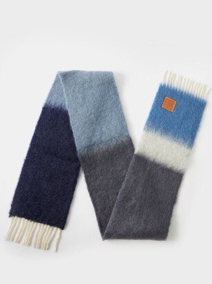 Anagram-patch Striped Mohair-blend Scarf