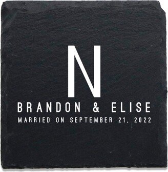 Custom Engraved Slate Coaster Set Personalized With Your Last Name Initials