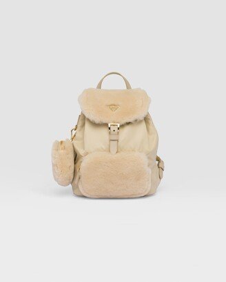 Re-nylon And Shearling Backpack