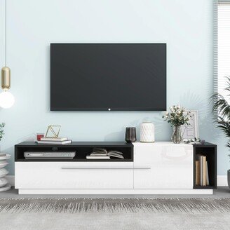 CARMORICO Two-tone TV Stand with Spacious Storage Space