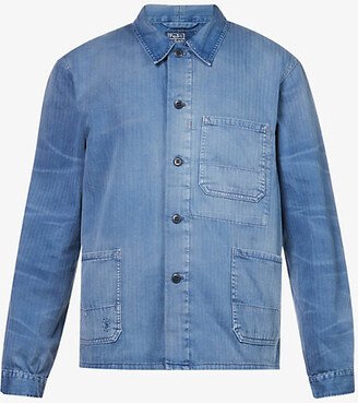 Mens Blue Patch-pocket Classic-fit Denim Jacket