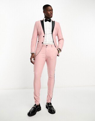 skinny fit tuxedo pants in pink