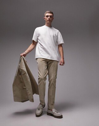 skinny cord suit pants in stone