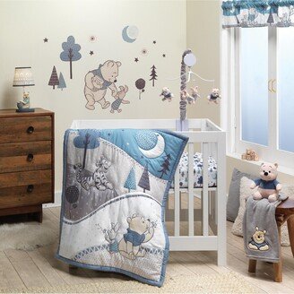 Disney Baby Forever Pooh Blue/Gray 3-Piece Mini Crib Bedding Set