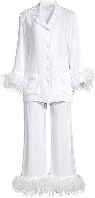 Party Ostrich Feather-Trim 2-Piece Pajama Set