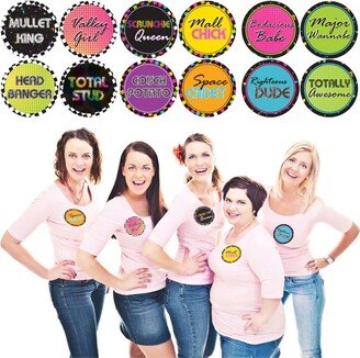 Big Dot Of Happiness 80's Retro - Totally 1980s Funny Name Tags - Party Badges Sticker Set of 12