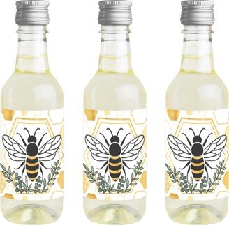 Big Dot Of Happiness Little Bumblebee Mini Wine Bottle Stickers Baby Shower & Birthday Party 16 Ct