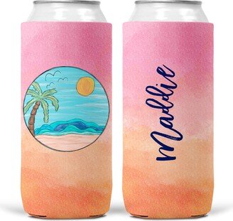 Beachy Party Huggers Beach Bachelorette Or Birthday Favors Slim Can Girl's Weekend Favors Personalized Vacation