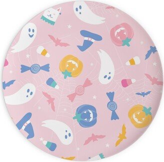 Plates: Happy Halloween Ghosts And Candy Corn - Pink Plates, 10X10, Pink