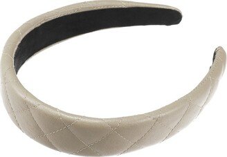 Unique Bargains Women's Checkered Pattern Padded Headband Hairband Accessories Faux Leather 1.2 Inch Wide 1 Pc Beige