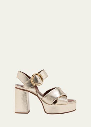 Lyna Metallic Crisscross Platform Sandals