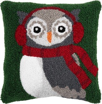 Winter Owl Hooked Pillow