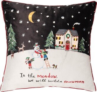 Build A Snowman Light-Up Led 18 x 18 Throw Pillow