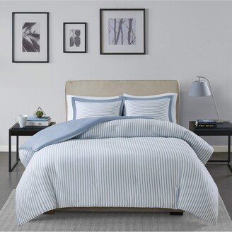 Gracie Mills Hayden Reversible Stripe Duvet Cover Mini Set, Blue - Twin