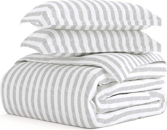 HOMESPUN Premium Ultra Soft 3-Piece Puffed Rugged Stripes Duvet Cover Set