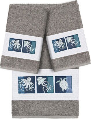 Ava 3-Piece Embellished Towel - Dark Gray