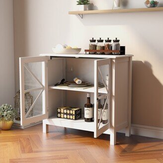 Nestfair Kitchen Cabinet with Double Glass Doors