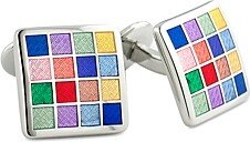 Sterling Silver Multi Checkerboard Cufflink