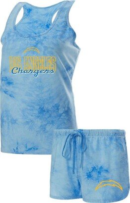 Women's Concepts Sport Powder Blue Los Angeles Chargers Billboard Scoop Neck Racerback Tank Top and Shorts Sleep Set