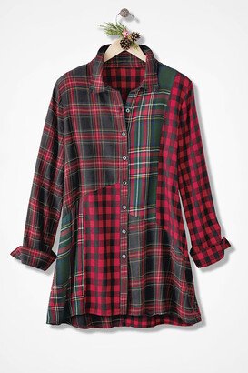 Women's Into the Mix Plaid Tunic Top - Red Multi - PS - Petite Size