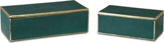 Set of 2 Karis Emerald Green Boxes