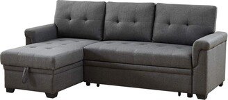 RITSU L-Shape Reversible Linen Fabric Sleeper Sectional Sofa with Storage Chaise