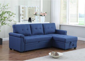 Linen Reversible Sleeper Sectional Sofa with Storage Chaise