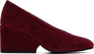 Burgundy Velvet Wedge Heels