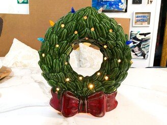 Ceramic Christmas Wreath With Lights