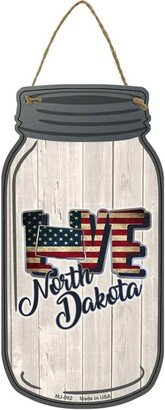 Love North Dakota Silhouette Novelty Metal Mason Jar Sign